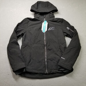 Free Country Life Church Jacket Womens Size S Black Hooded Full Zip Softshell